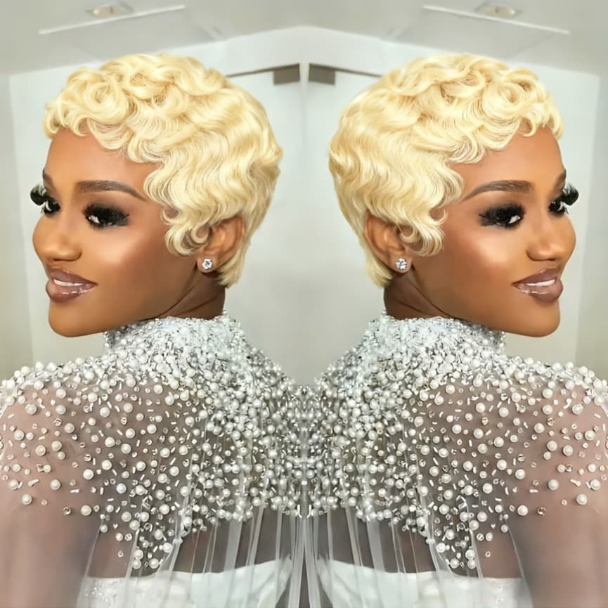 Pixie Cut Curly Cheveux Humains